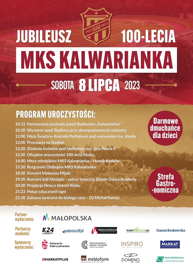 Plakat jubileuszu 100-lecia MKS Kalwarianka